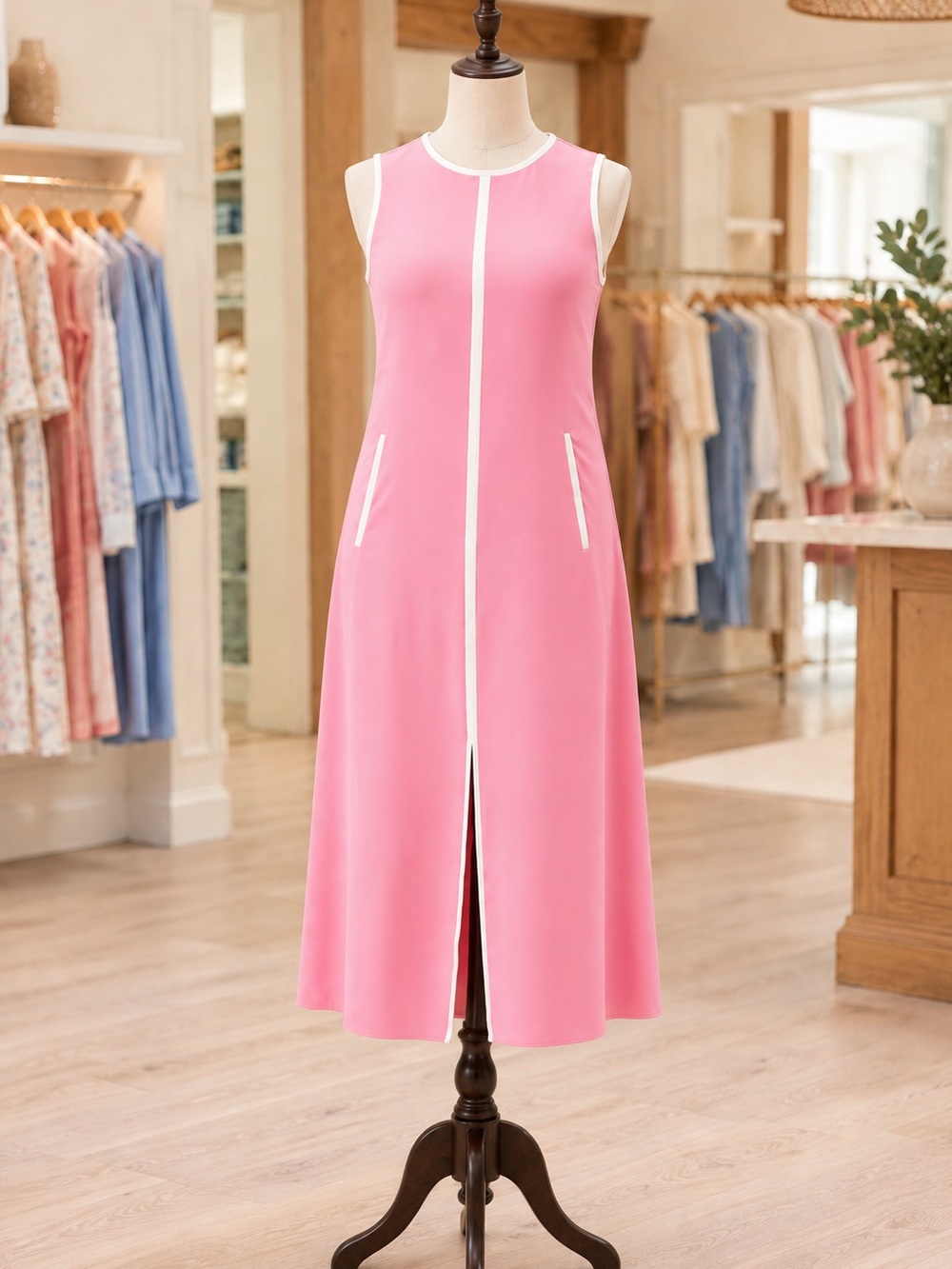 Trina Turk pink maxi knit dress sz Large NWT